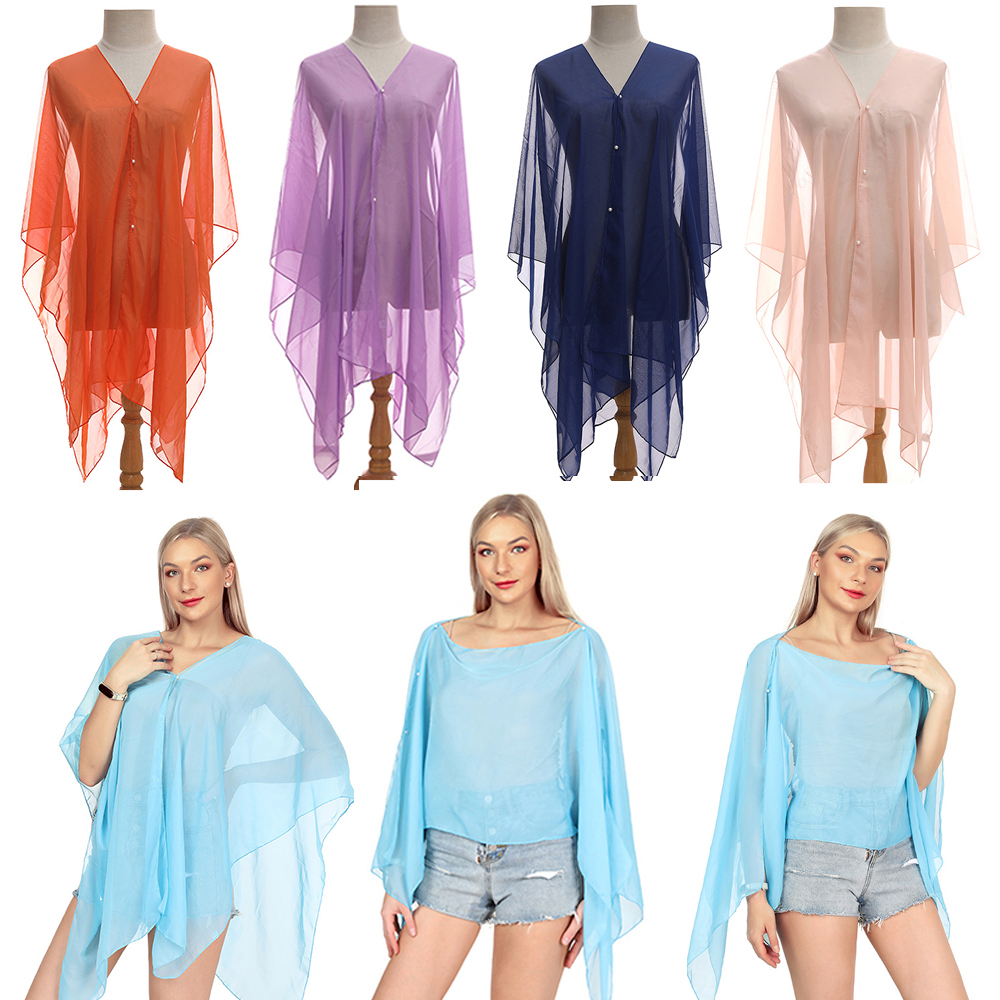 Fashion Solid color Shawl Scar - Cover Up Kaftan บทวิจารณ์และราคา