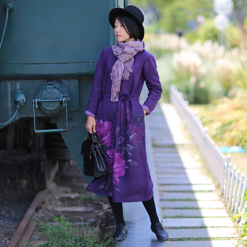 Warm Cotton Linen Peony Print  - Linen Dress Wrap บทวิจารณ์และราคา
