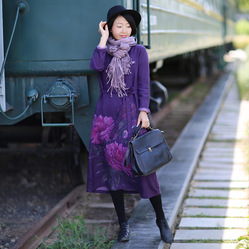 Warm Cotton Linen Peony Print  - Linen Dress Wrap บทวิจารณ์และราคา
