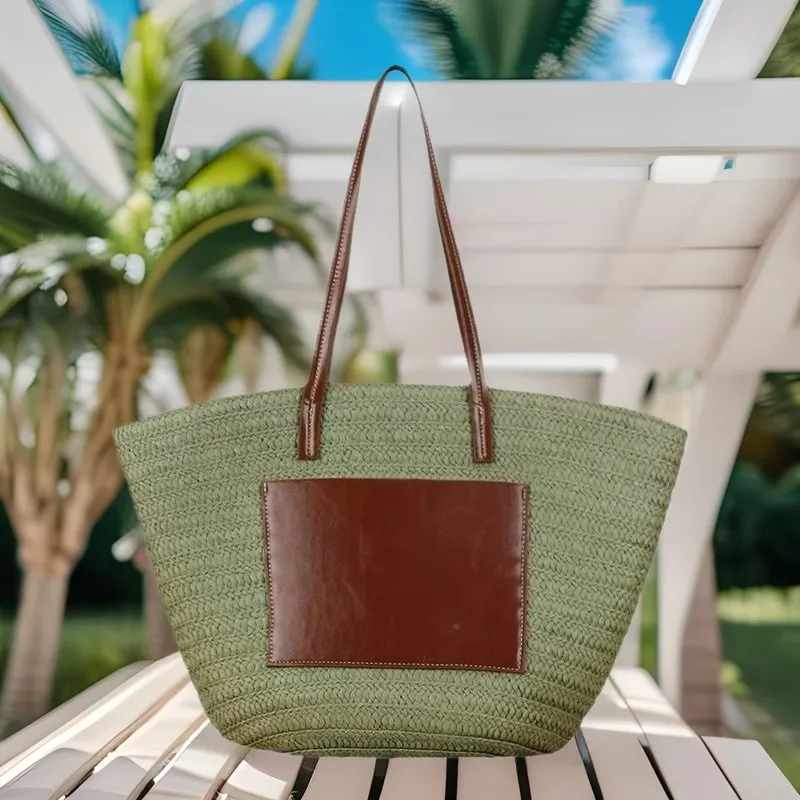 Straw hand-woven tote bag larg - Tote Bag Beach บทวิจารณ์และราคา