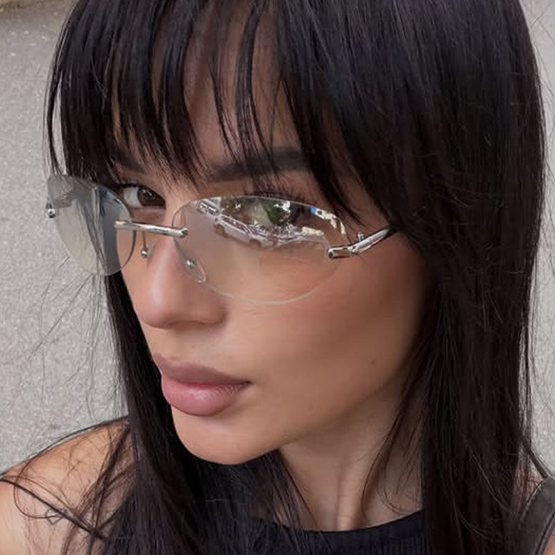 Rimless  Oval Sun Glasses for  - Sunglasses Cat Eye บทวิจารณ์และราคา