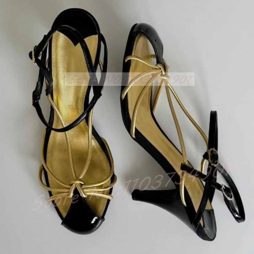 Gold Caged Strappy Knot Sandal - Sandal Strappy Heeled บทวิจารณ์และราคา