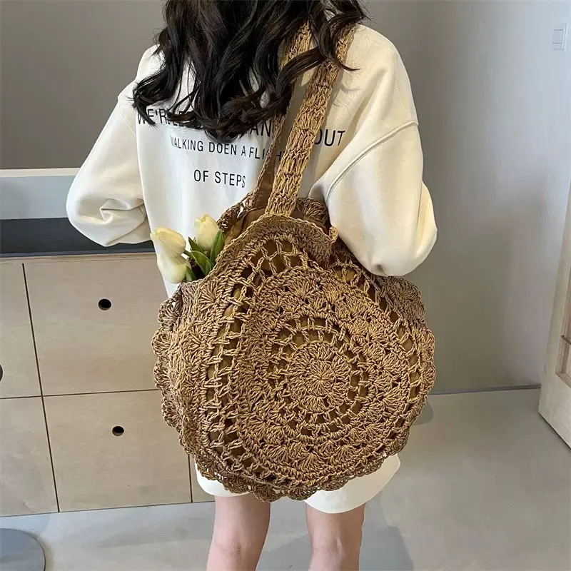 Hand-woven paper rope tote bag - Tote Bag Beach บทวิจารณ์และราคา