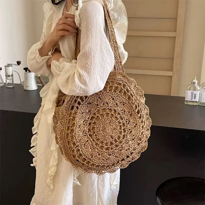Hand-woven paper rope tote bag - Tote Bag Beach บทวิจารณ์และราคา