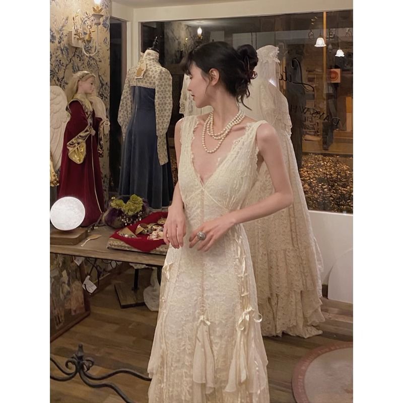 Gothic Lace Dress Sexy Maxi Dr - Maxi Dress Halter บทวิจารณ์และราคา
