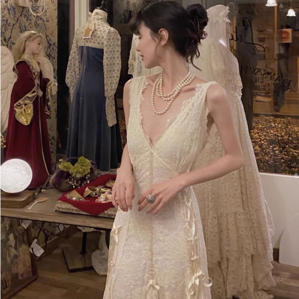 Gothic Lace Dress Sexy Maxi Dr - Maxi Dress Halter บทวิจารณ์และราคา