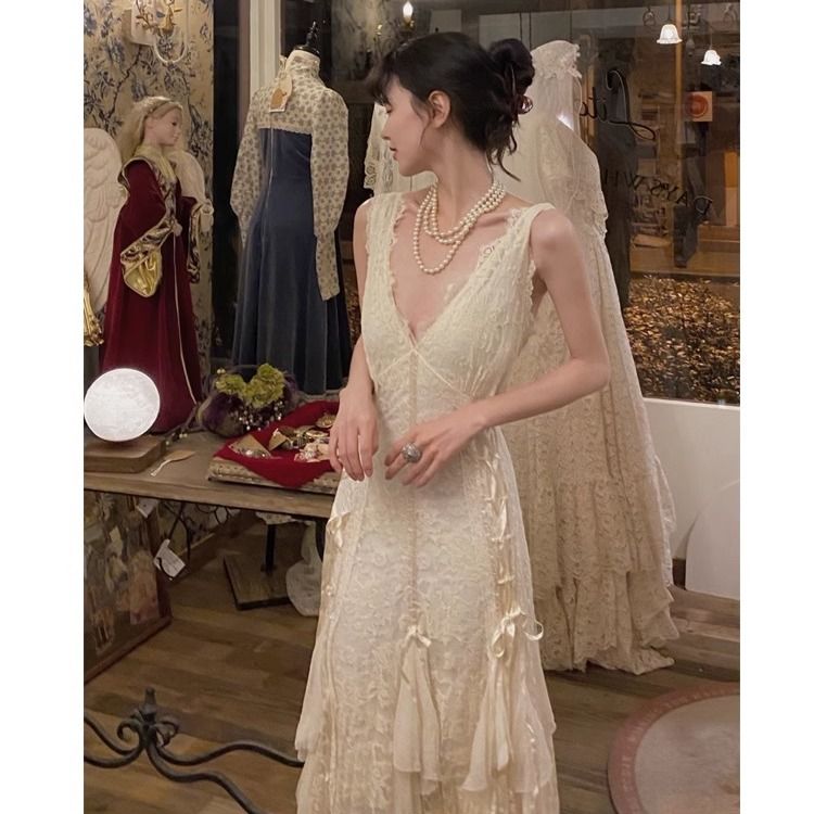 Gothic Lace Dress Sexy Maxi Dr - Maxi Dress Halter บทวิจารณ์และราคา
