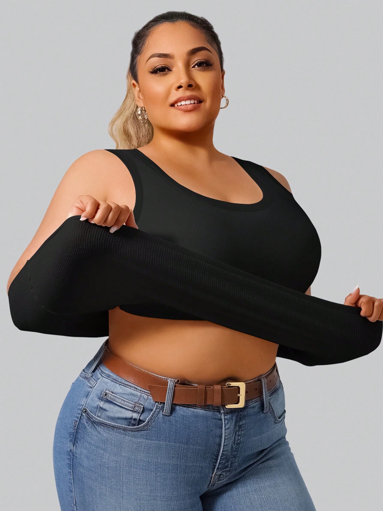 Plus Size Women's High Stretch - Crop Top Crochet บทวิจารณ์และราคา