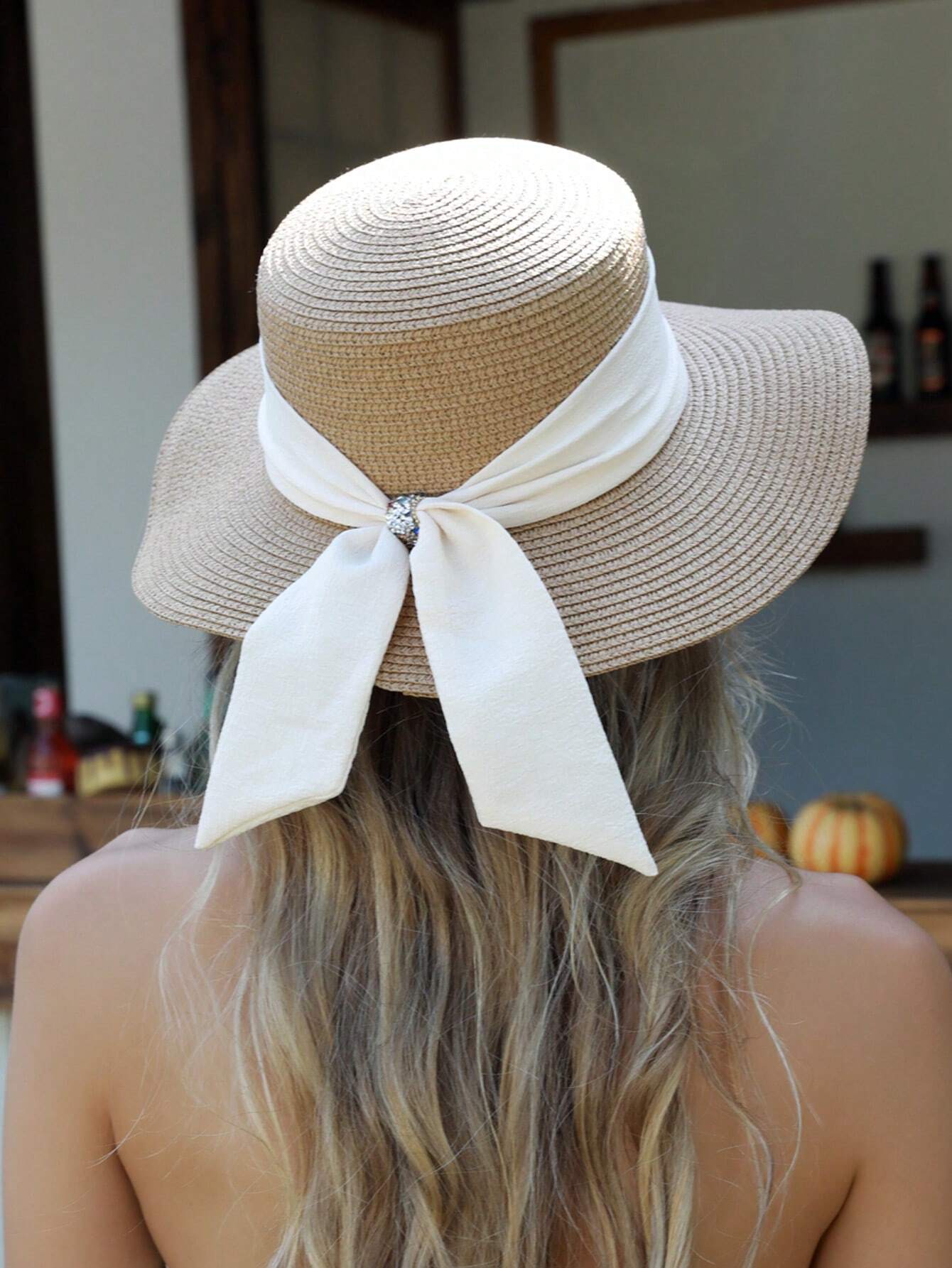 1pc Women Sun Straw Hat Wide B - Hat Floppy Wide บทวิจารณ์และราคา