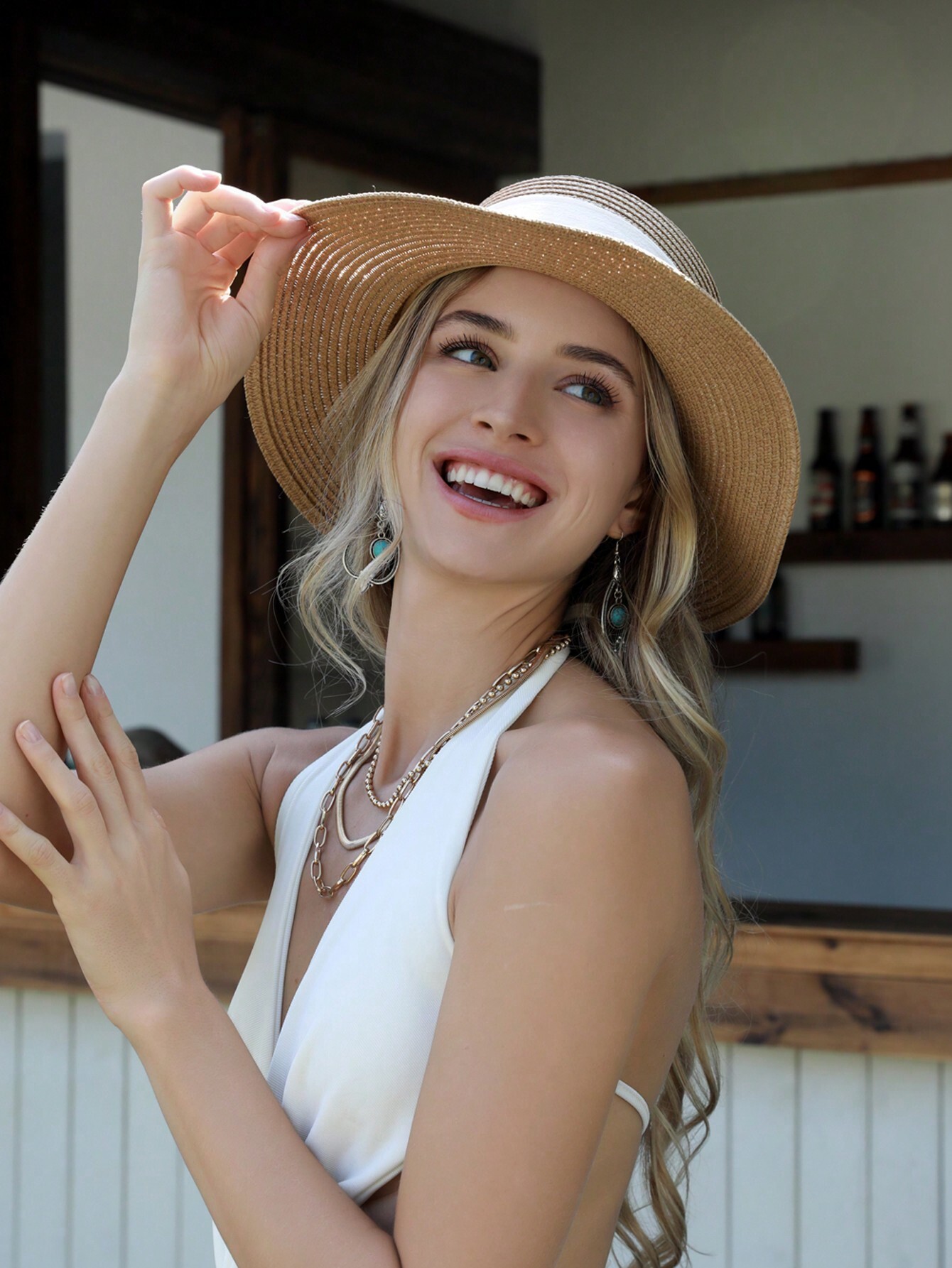1pc Women Sun Straw Hat Wide B - Hat Floppy Wide บทวิจารณ์และราคา