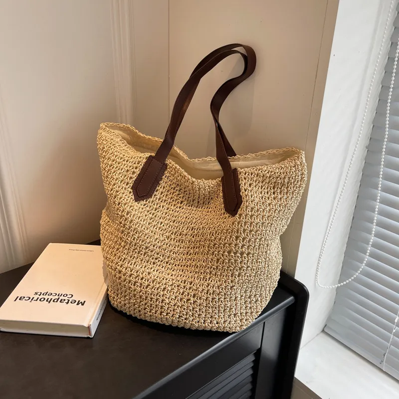 Women's handwoven straw tote b - Tote Bag Beach บทวิจารณ์และราคา