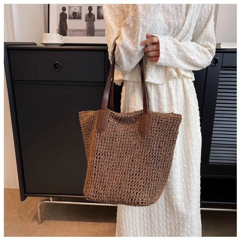Women's handwoven straw tote b - Tote Bag Beach บทวิจารณ์และราคา