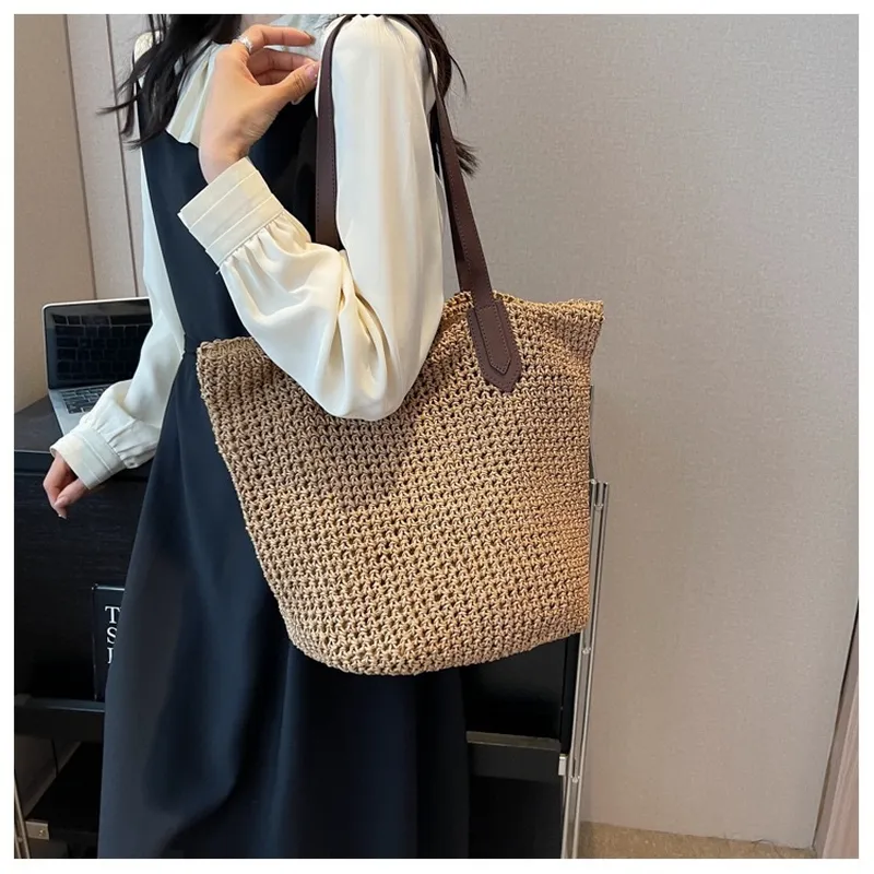 Women's handwoven straw tote b - Tote Bag Beach บทวิจารณ์และราคา
