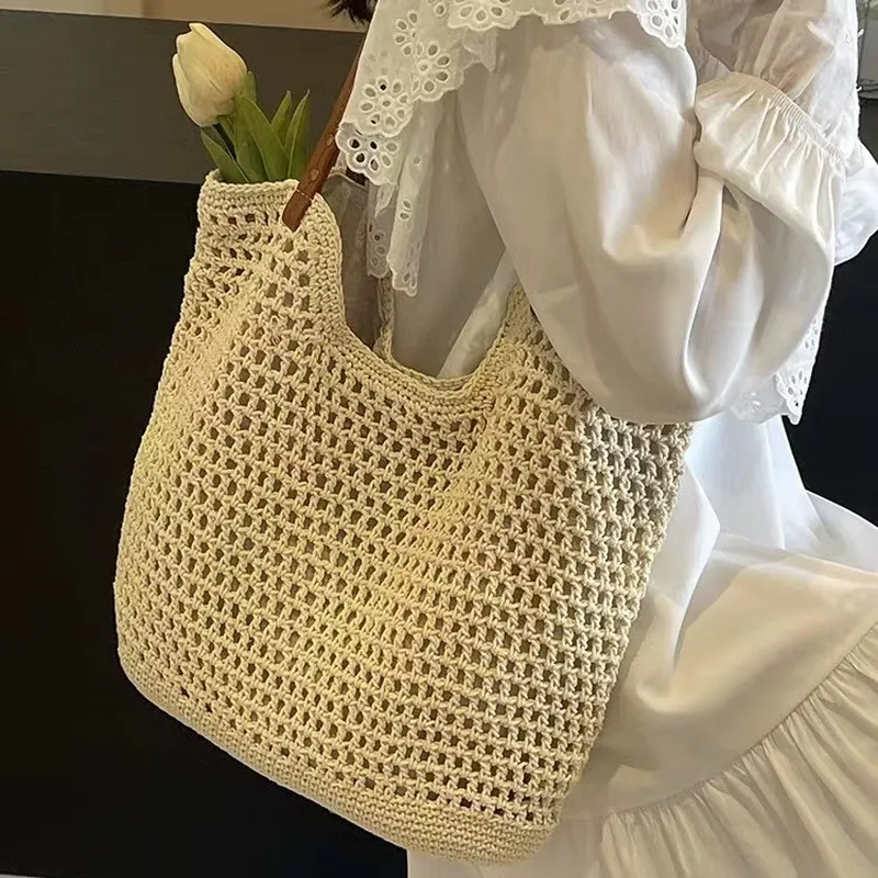 Women's hand-woven straw tote  - Tote Bag Beach บทวิจารณ์และราคา