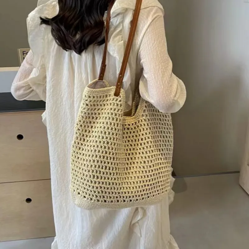 Women's hand-woven straw tote  - Tote Bag Beach บทวิจารณ์และราคา