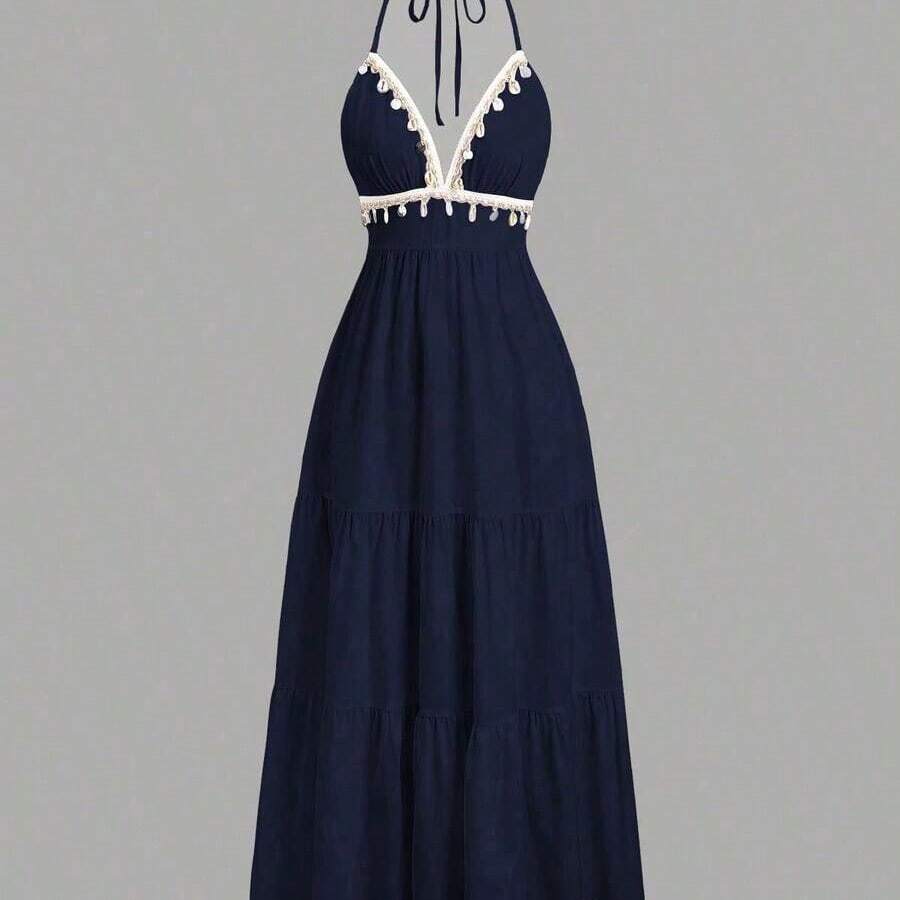Womens Halter Neck Tiered Maxi - Maxi Dress Halter บทวิจารณ์และราคา