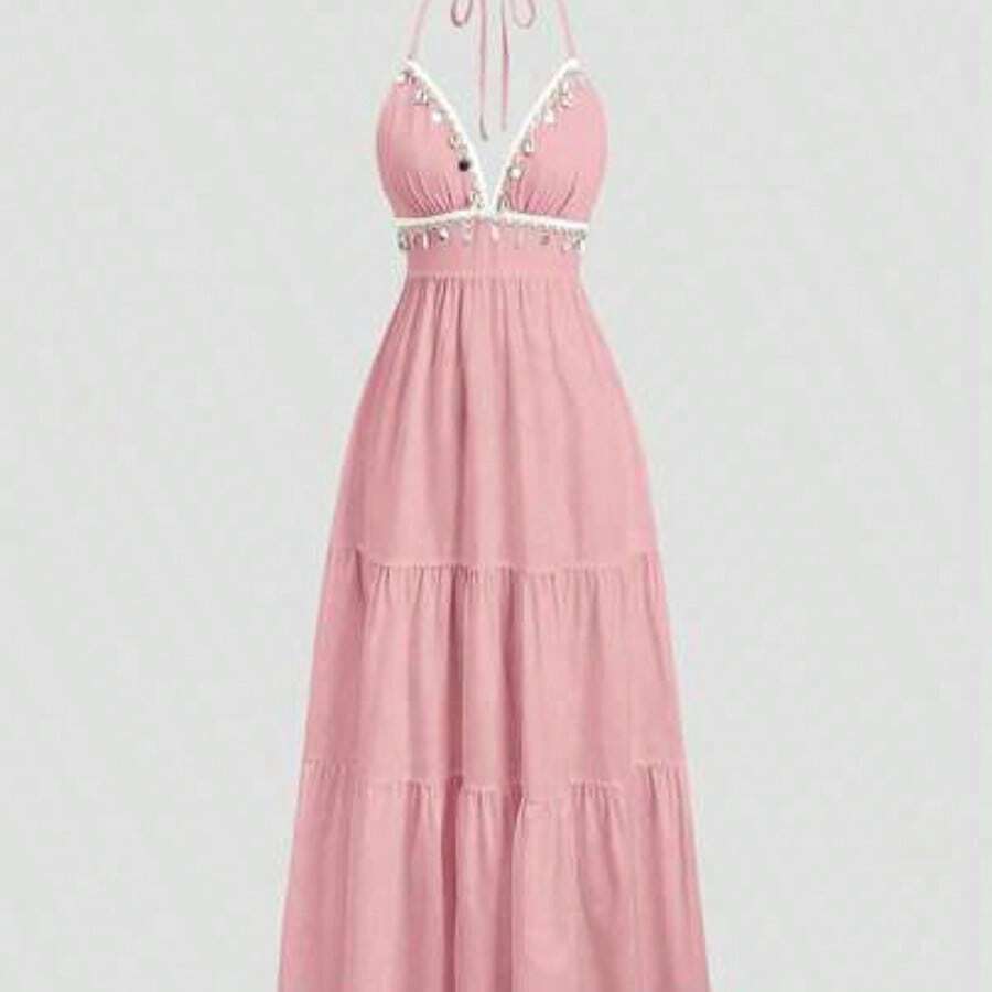 Womens Halter Neck Tiered Maxi - Maxi Dress Halter บทวิจารณ์และราคา