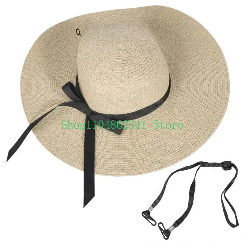 652F Elegant Floppy Straw Hat  - Hat Floppy Wide บทวิจารณ์และราคา