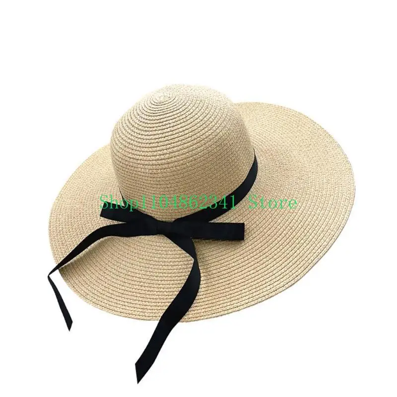 652F Elegant Floppy Straw Hat  - Hat Floppy Wide บทวิจารณ์และราคา